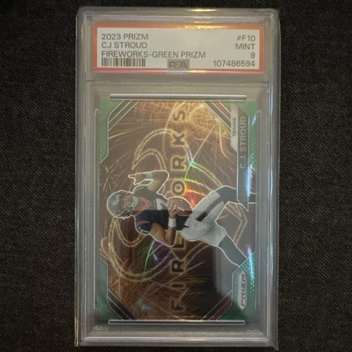 Panini Prizm Fireworks Green Prizm C.J. Stroud Rookie #F-10 PSA 9 Texans NFL