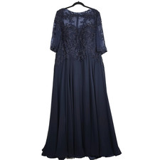 MGNY-Morilee 71908 NAVY Embellished Bodice Flowy Skirt Floor Length Gown Size 18
