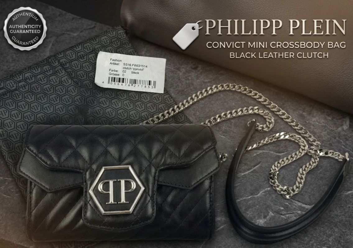 NWT Philipp Plein | Ladies Butterfly Sunglasses | Havana Purse Case & Chain Set Philipp Plein Butterfly Plein First Lady Black Sunglasses  main image 4