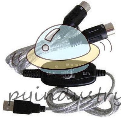 USB IN-OUT MIDI Interface Cable Converter PC to Music Keyboard Adapter Cord
