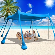 Large Beach Tent Canopy Pop Up Shade 10x10ft Sun Shelter Portable with UPF50 ...