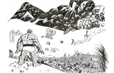 Tom Reilly - The Thing 1 pg 22-23 double page splash art - DPS Galactus Eternity