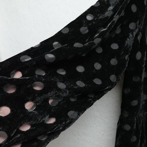 Lace & Mesh Dress Womens 3X Black Velvet Burnout Polka Dot Tie Neck Long Sleeve - Picture 4 of 12
