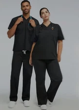 Divine Duty Unisex Black Scrub Set | 2-Piece Medical Uniform | XXS–12XL