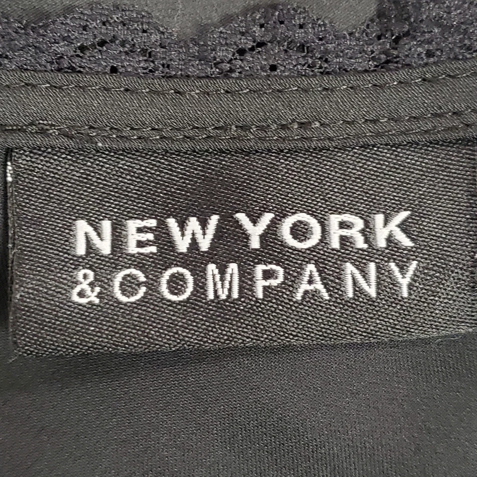 Top Baydoll satinado vintage New York & Co para mujer Y2K talla M negro preppy coqueta Foto 4 de 4