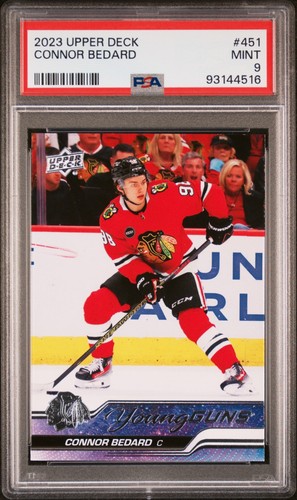 2023-24 Upper Deck Connor Bedard #451 Young Guns RC Blackhawks PSA 9 Rookie