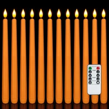 12 Pcs Flameless Taper Candles with Remote Timer Dimmer, 11 inches Orange Tap...