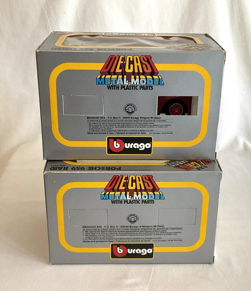 Lote de 2 Porsche 959 Bburago escala 1/24 vintage 1983 *MNM* ¡NUEVO EN CAJA! Foto 3 de 4