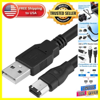 1.8m Firewire to USB Male Cable for Cameras & Peripherals - High-Speed Data