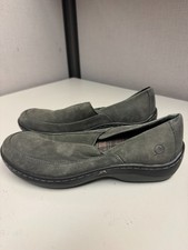 BORN Women's Grey Distressed Leather Slip On Loafer Size 6 