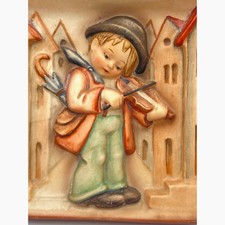 VTG Hummel TMK1 Little Fiddler Ceramic Wall Hanging Plaque - Early Piece