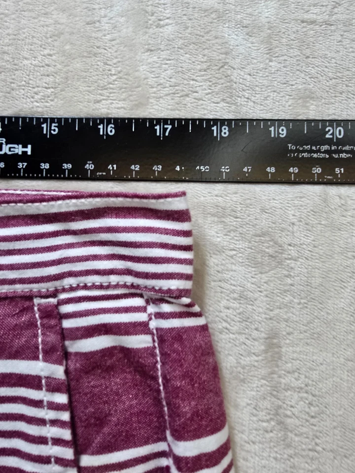 PD&C Paper Denim & Cloth Men’s Red & White Casual Striped Shorts Size 33 Casual - Image 3 of 4