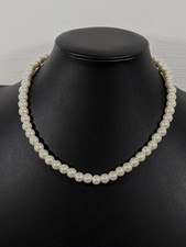 White Glass Faux Pearl Classic Necklace Bridal Wedding 18 in