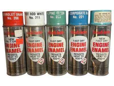 Vintage Nascar Plasti-Kote Engine Enamel Chevrolet, GM, Pontiac Spray Paint Cans