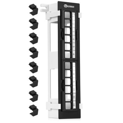 Everest Media 12-Port Keystone Patch Panel (2-Pack) - Removable 6-Port Panels...