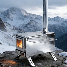 Portable Wood Burning Stove Camping Hot Tent Heating Stove with Chimney Pipes US