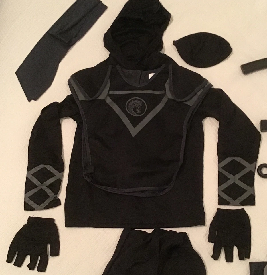 Хэллоуин ниндзя детский костюм размер M средний (8-10 лет) аксессуары черный и серый - Изображение 3 из 4