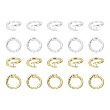 20 Pcs Locking Jump Rings 10mm Round Twist Clasp Silver/14k Gold