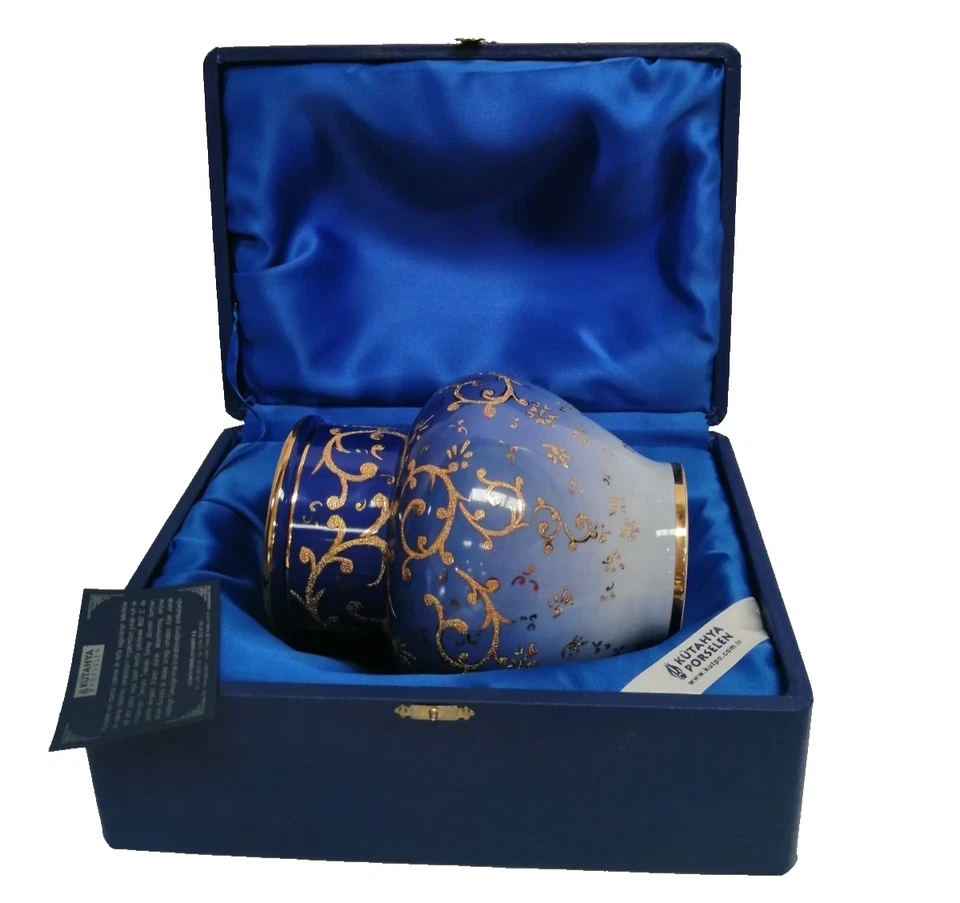 Kutahya Porselen Blue Gold Vase Boxed - Image 3 of 4