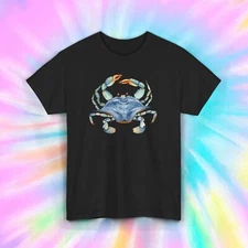 Watercolor Blue Crab Coastal Ocean Sea Life Art Graphic Tee S-5XL