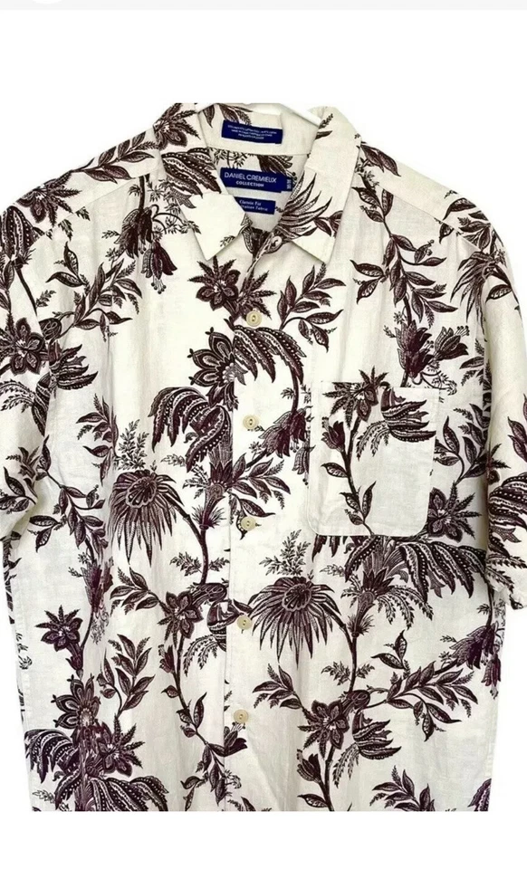 Daniel Cremieux Men's Button-up Short Sleeve Printed Shirt Sz XL Italian Fabric - Image 4 of 4