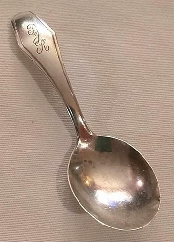 Antique Sterling Silver Baby Spoon Alvin Hampton Pattern Monogram BJR Fancy - Picture 2 of 4
