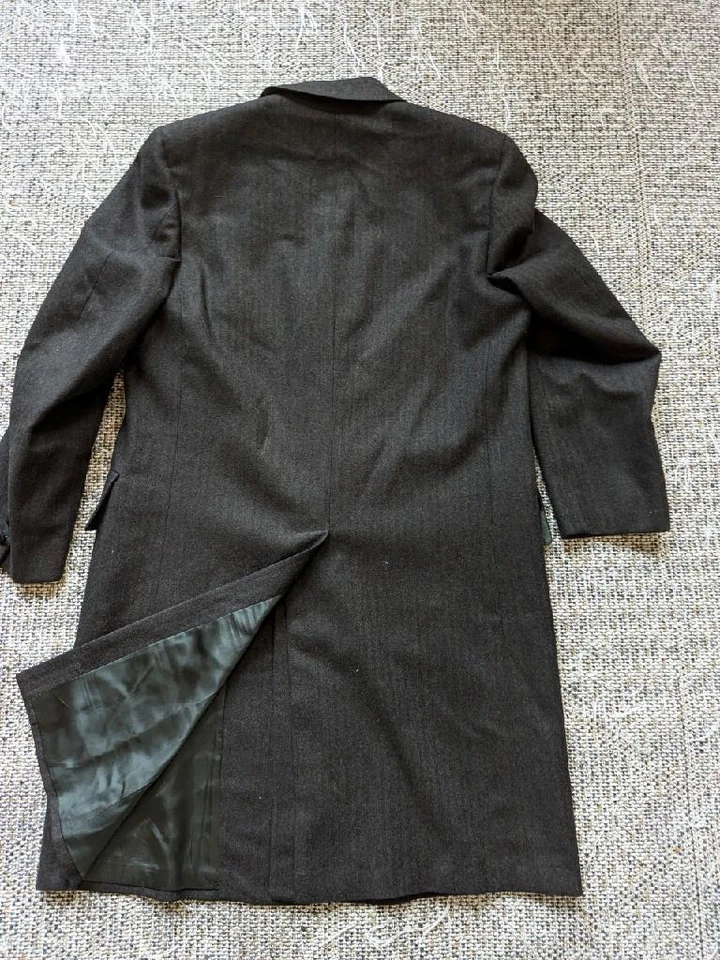 vintage USA union made 1960s overcoat TWEED herringbone 40L brown jacket - Image 2 of 4