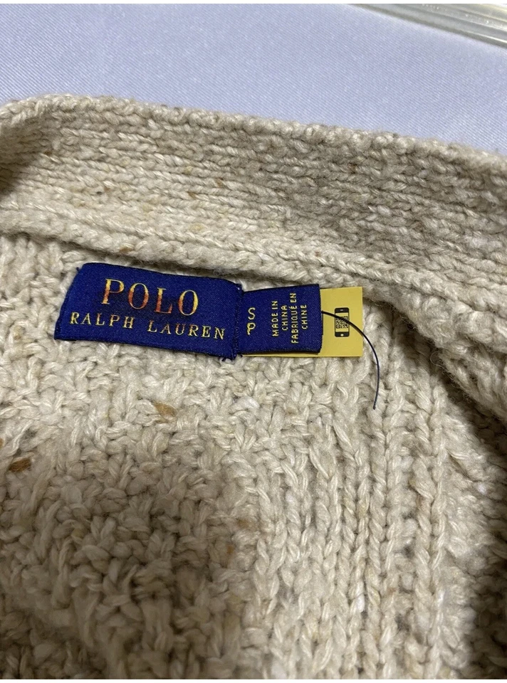 Polo Ralph Lauren Boyfriend Cárdigan Suéter Beige Talla Pequeña Foto 4 de 4