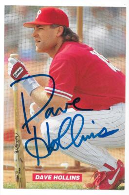 DAVE HOLLINS 1994 TEAM ISSUE POSTCARD AUTOGRAPHED SIGNED PHILADELPHIA PHILLIES