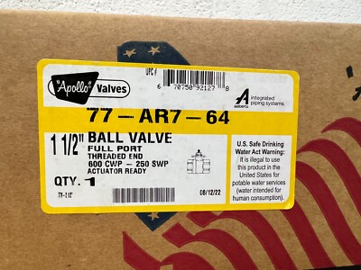 Apollo 77-AR7-64 1-1/2  Ball Valve, Full Port Threaded End, 600 CWP