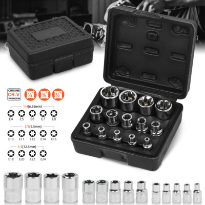 14pc Torx Steckschlüssel Satz Stecknüsse 1/2'' 1/4'' 3/8'' Nuss Außen Nüss