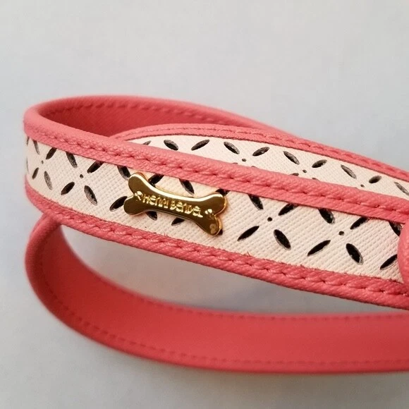 Henri Bendel Perforated Pink Coral Dog Leash BUNDLE SAVE 1 SHIPS MORE