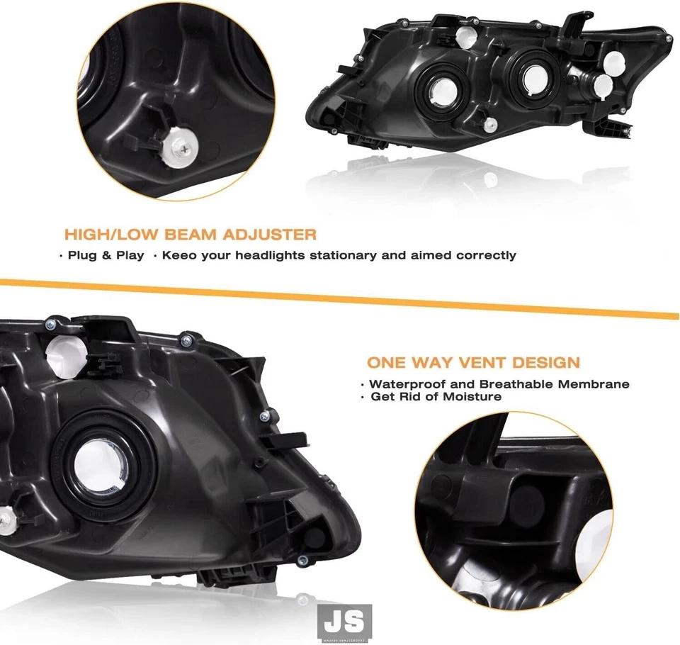 Faróis de halogênio preto completo par 2 peças para 2010-2012 Lexus RX350 SUV - Imagem 3 de 4