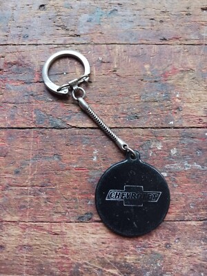 Vintage Allison Iowa Chevrolet Dealer Black Key Chain Chevy Bowtie Logo