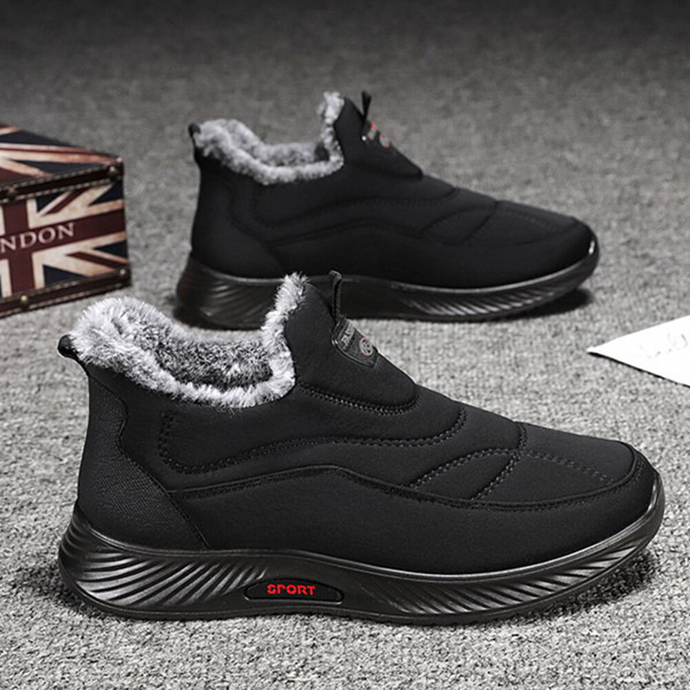 SAOLA Fur Lined Snow Boots Breathable Lightweight Sneaker Warm Men Casual Sports Shoes