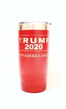 RED Tumbler 20 OZ -"TRUMP 2020 Keep America Great" Engraved CUSTOM Text