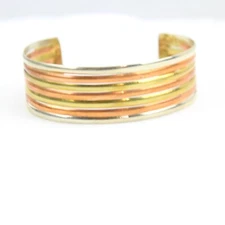 Copper Hand Crafted Bracelet from Mexico Michoacan Beautiful Design #5 2.5"