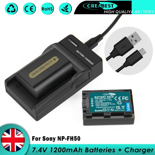 2x NP-FH50 Battery For Sony NP-FH30 NP-FH40 NP-FH60 NP-FH70 NP-FH100 + Charger  - Picture 1 of 20