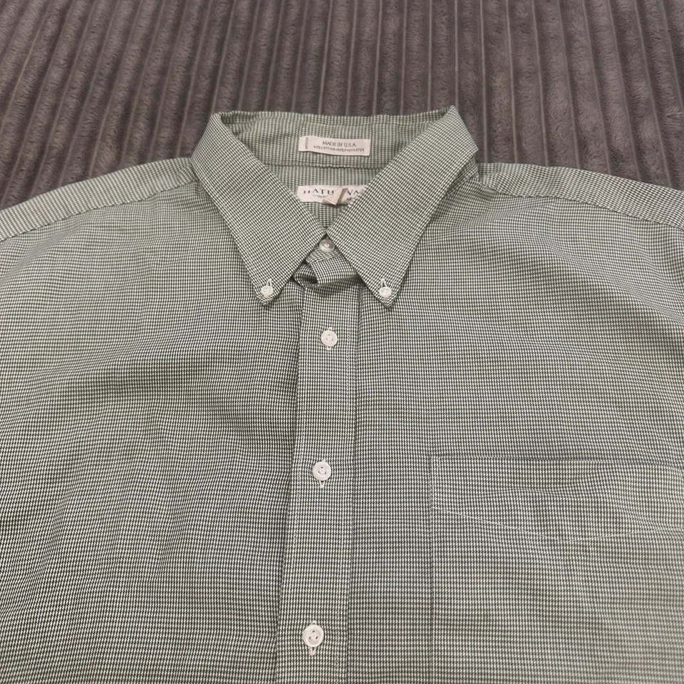 Camisa de Vestir De Colección Hathaway Abotonada 18.5/37 Alta Verde Guinga Preppy Hecha en EE. UU. Foto 4 de 4