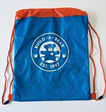 Build A Bear BABW Drawstring Cinch Bag Backpack Tote Blue Bear Paws Est. 1997