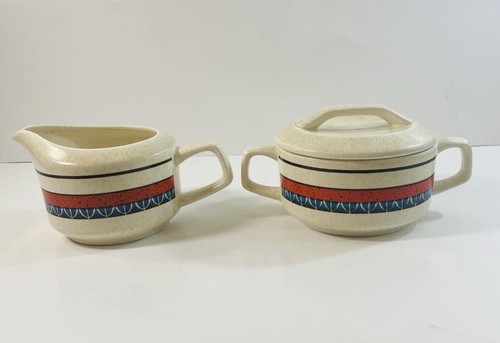 Vintage Temper-Ware by Lenox Staccato Pattern Creamer and Sugar - USA 030724 - Picture 3 of 8