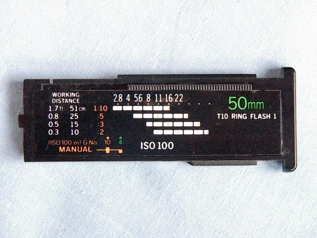 OLYMPUS OM T-10 50mm MACRO CALCULATOR PANEL WITH STICKER FOR T POWER CONTROL