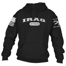 IRAQ VETERAN, Enlisted Ranks graphic hoodie, ASSORTED COLORS