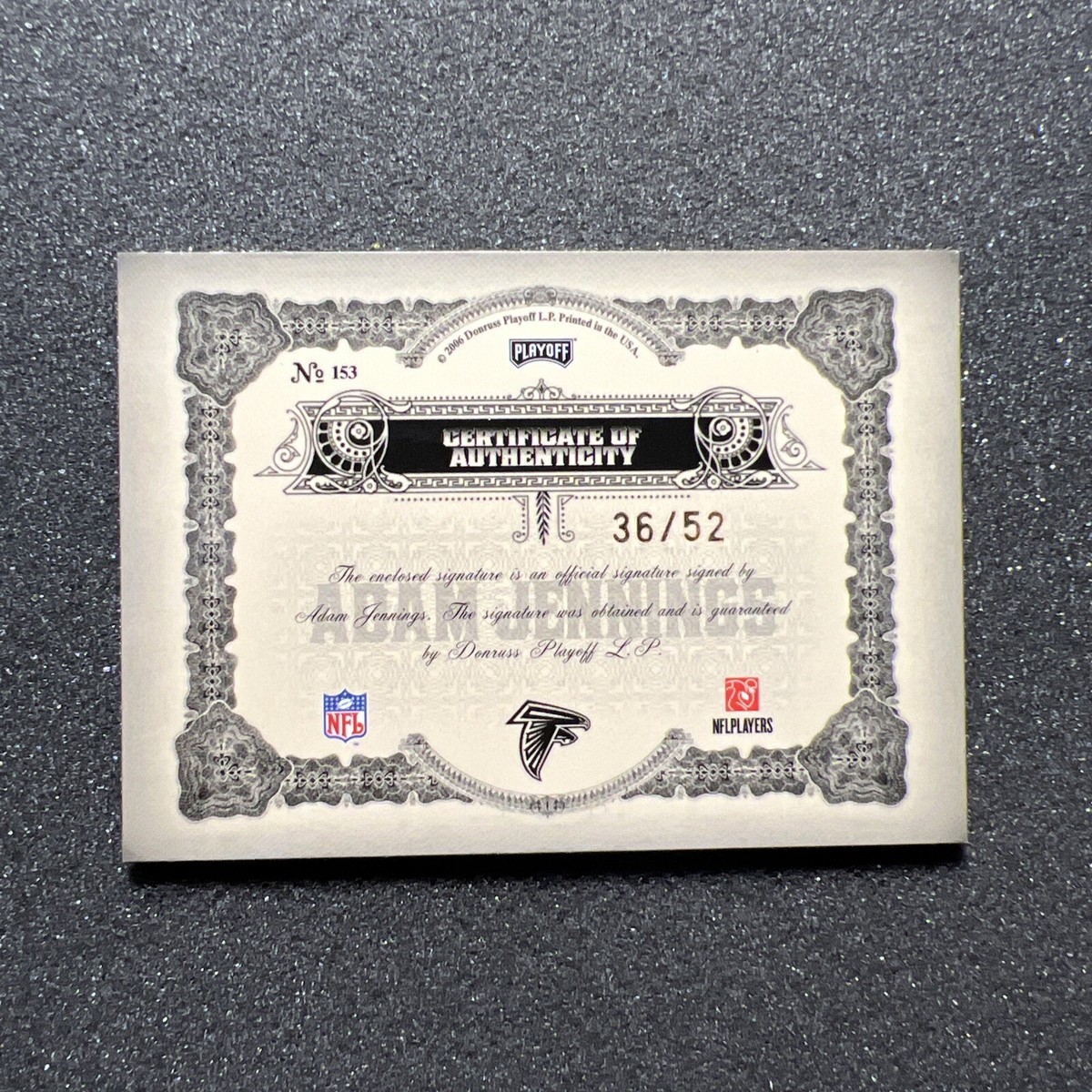 2006 Playoff National Treasures - Rookie Signatures Adam Jennings