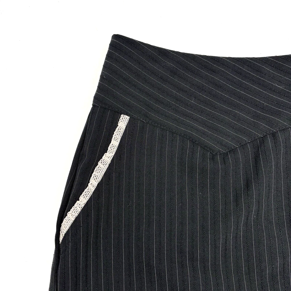 Falda Vintage Años 90 Moona Loona Negra Rayas Hasta la Rodilla Jr 7/8 28x20 Hecha en EE. UU. Foto 2 de 4