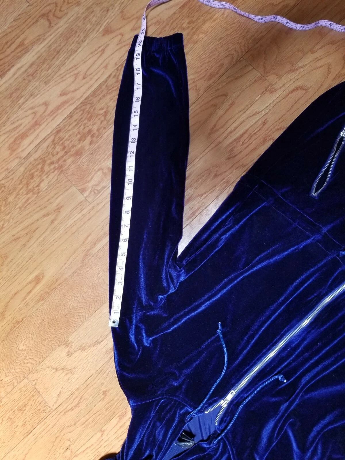 UNDERCOVER MODA INTERNATIONAL VICTORIA'S SECRET FELPA CON CAPPUCCIO FULL ZIP IN VELLUTO BLU TAGLIA XS