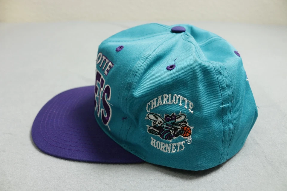 Vintage Charlotte Hornets Hat Cap Mens Snapback Blue Side Logo - Image 4 of 4
