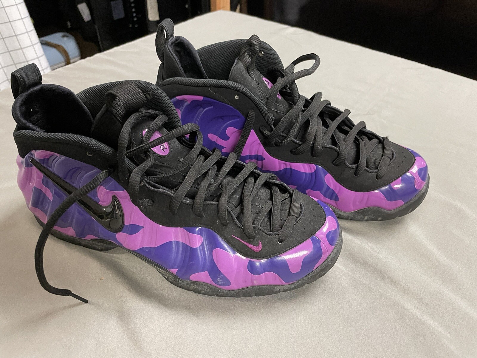 camo foamposite purple