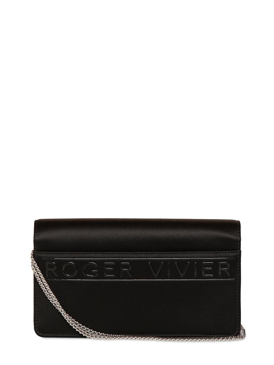 ROGER VIVIER Viv Choc Mini Black Satin Clutch New | eBay