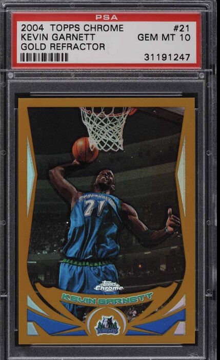 2004 Topps Chrome Gold Refractor Kevin Garnett /99 #21 PSA 10 POP 1! 🔥🔥🔥